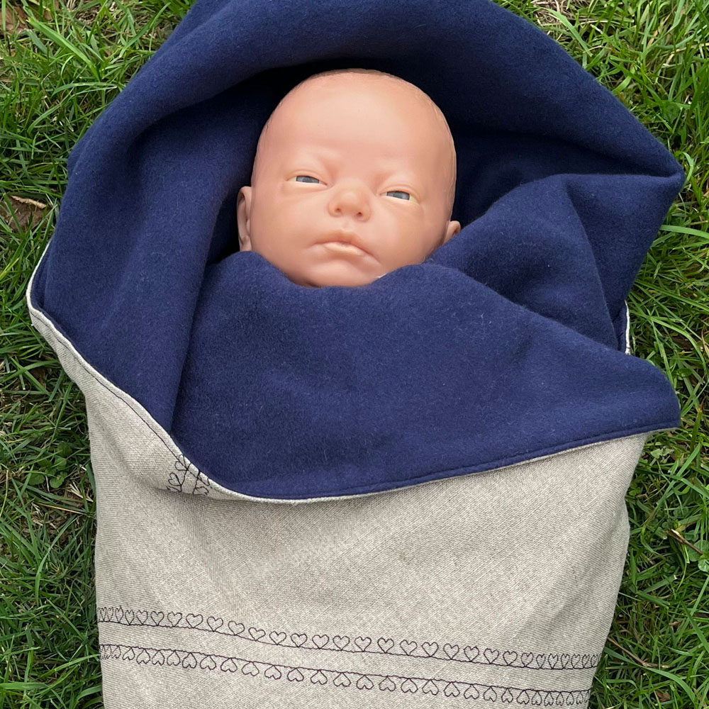 Baby Wade katoen zacht Fleece met linnen voor natuurbegrafenis uitvaart lijkwade met hartjes